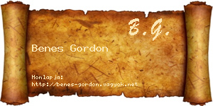 Benes Gordon névjegykártya